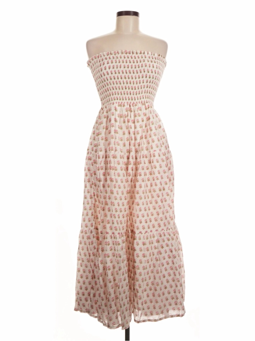 Moonlight Lily Strapless Smocked Bodice Printed Maxi Dress Size M NWT
